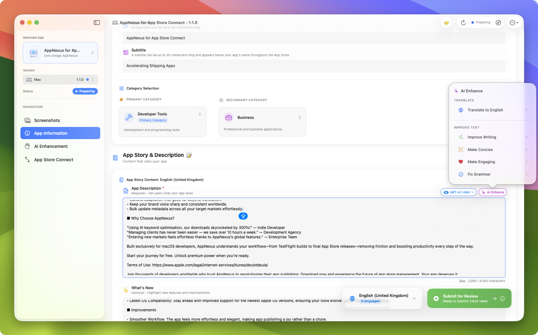 AI Enhancements for App Metadata